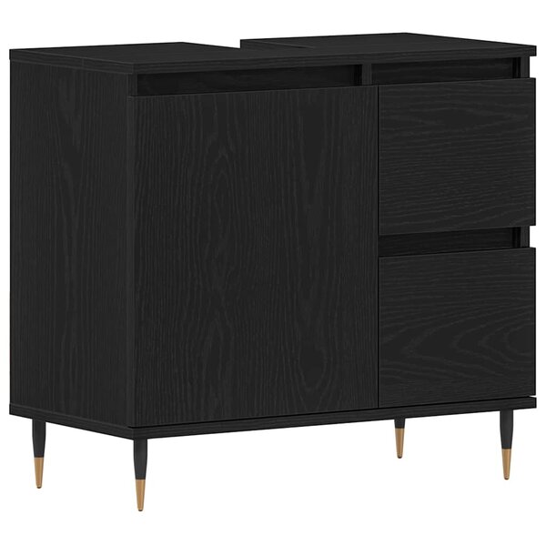 vidaXL Cabinet de salle de bain avec tiroir Chêne noir 65 x 33 x 60 cm