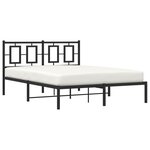 vidaXL Cadre de lit métal avec tête de lit noir 140x190 cm