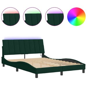vidaXL Cadre de lit avec LED sans matelas Hanko vert foncé 120x200cm velours