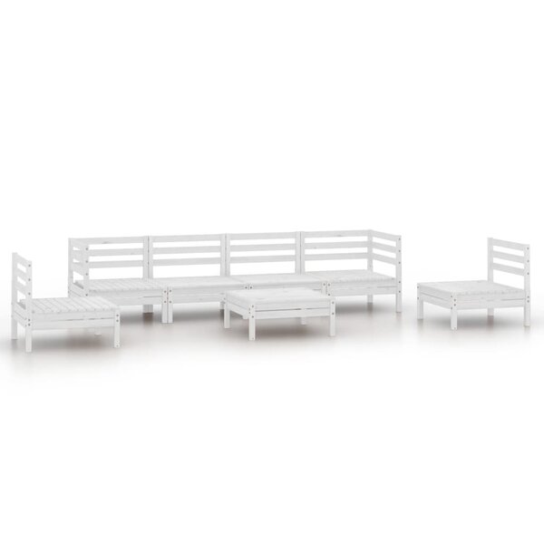 Salon de jardin meuble d'extérieur ensemble de mobilier 7 pièces blanc bois de pin massif 02_0017357