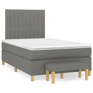 vidaXL Sommier à lattes de lit avec matelas gris foncé 120x190cm tissu