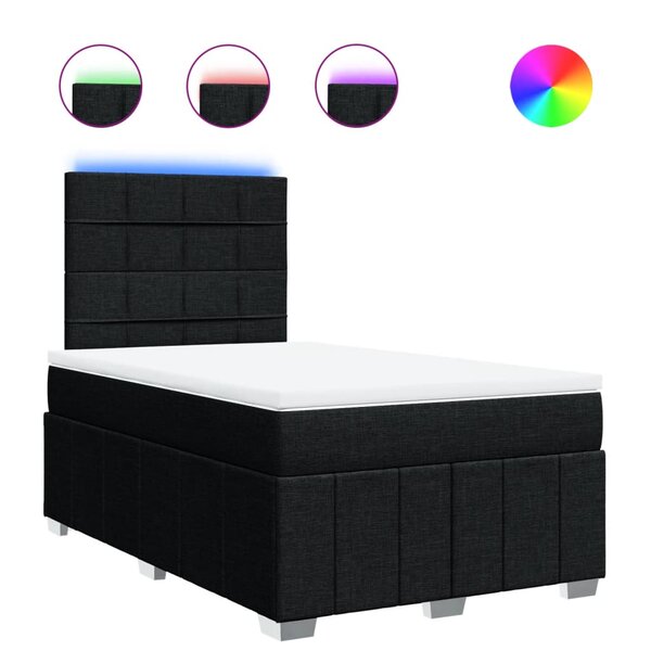 vidaXL Sommier à lattes de lit avec matelas Noir 120x200 cm Tissu