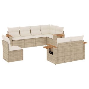 vidaXL Salon de jardin avec coussins 8 Pièces beige résine tressée
