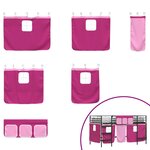 vidaXL Cadre de Lit Mezzanine pour Enfants avec Rideaux Noir et rose