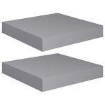 vidaXL Étagères murales flottantes 2 Pièces gris 23x23 5x3 8 cm MDF