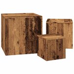 vidaXL Tables d'appoint 3 Pièces vieux bois bois d'ingénierie
