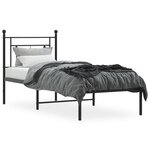 vidaXL Cadre de lit métal sans matelas avec tête de lit noir 75x190 cm