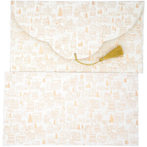 PAPERTREE Lot de 5 Enveloppes cadeau  MERRY 19*10 Ivoire