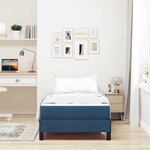 vidaXL Lit à ressorts avec matelas Bleu 90 x 190 cm tissu
