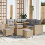 Ensemble de canapé de jardin vidaXL 8 pièces avec coussins beige poly rotin