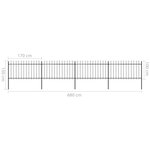 vidaXL Clôture de jardin avec dessus en lance Acier 6 8 x 1 m Noir