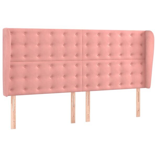 vidaXL Tête de lit avec oreilles Rose 163x23x118/128 cm Velours