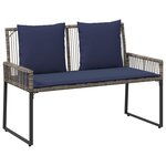 vidaXL Ensemble de meubles d'extérieur 9 Pièces Gris et bleu marine