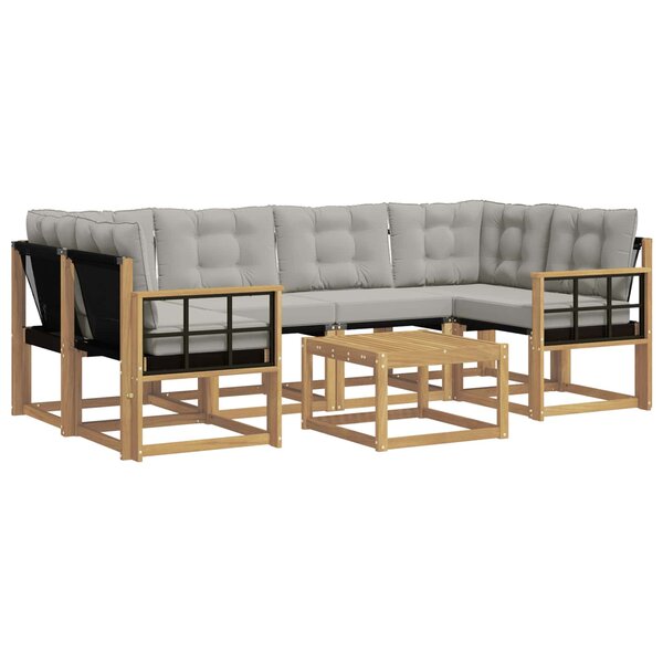 vidaXL Ensemble de canapés d'extérieur 7 pc Blanc et gris clair