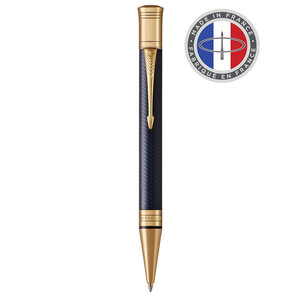PARKER Duofold Prestige Stylo bille Chevron Bleu Recharge noire pointe moyenne Coffret cadeau