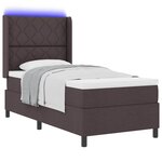 vidaXL Lit à ressort LED avec matelas Marron foncé 100 x 200 cm tissu