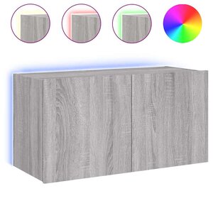 vidaXL Meuble TV mural avec lumières LED sonoma gris 80x35x41 cm