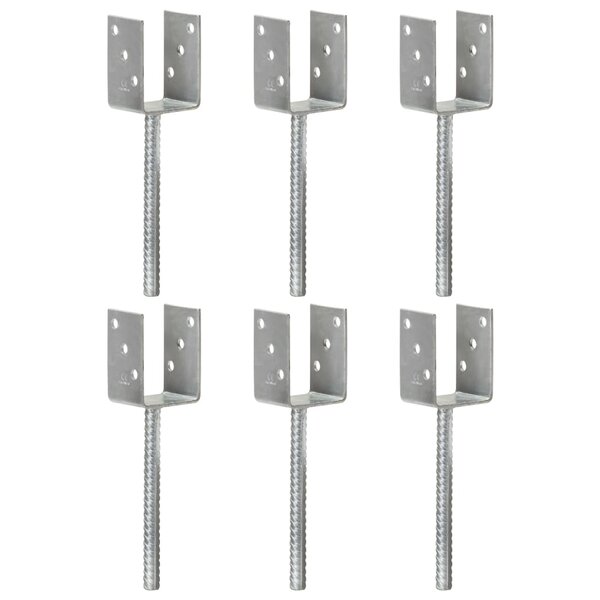 vidaXL Piquets de clôture 6 Pièces Argenté 7x6x30 cm Acier galvanisé