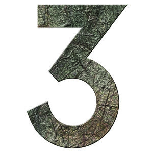 Numéro 3 - Numéro adhésif pour boîtes aux lettres- Pierre véritable 50 mm ORIGINES