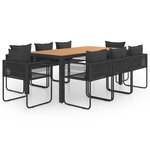 vidaXL Ensemble à manger de jardin 9Pièces PVC résine tressée noir marron