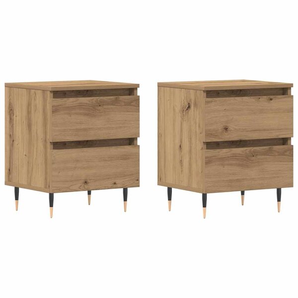 vidaXL Cabinet de chevet 2 Pièces Chêne artisanal 40 x 35 x 50 cm