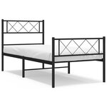 vidaXL Cadre de lit métal sans matelas avec pied de lit noir 100x190cm