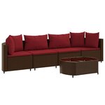 vidaXL Salon de jardin avec coussins 5 Pièces marron résine tressée