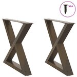 vidaXL Pieds de table basse 2 pièces Acier naturel 50 x (42-43 3) cm Acier