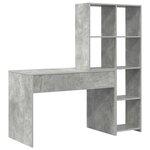 vidaXL Bureau Gris béton 138.5 x 55 x 143 cm Bois d'ingénierie
