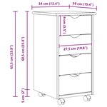 vidaXL Cabinet roulant 34 x 39 x 65 5 cm Bois de Pin Massif Noir