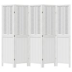 vidaXL Cloison de séparation 5 panneaux blanc bois de paulownia massif