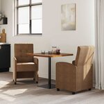 vidaXL Chaises de Salle à Manger avec Roues 2 Pièces Marron