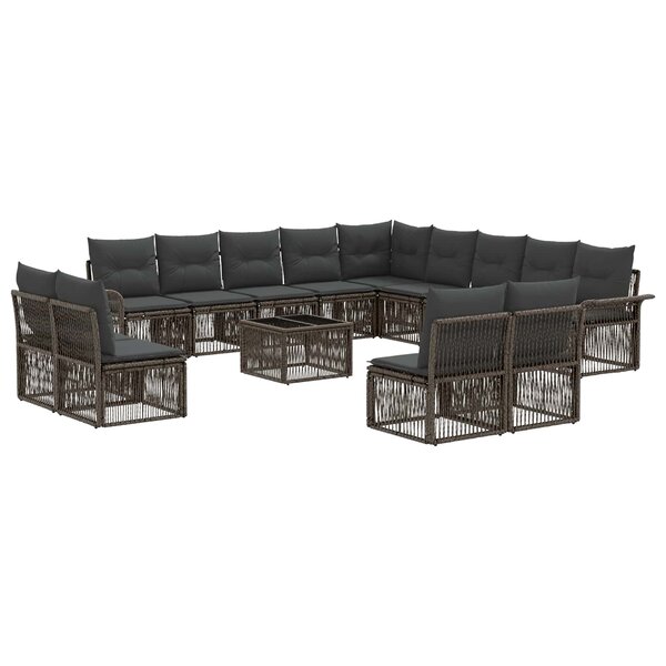 vidaXL Ensemble de canapé de jardin 14 Pièces Gris polyrotin