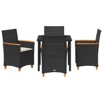 vidaXL Ensemble de Salle à Manger de Jardin de 5 Pièces avec Coussins Noir Poly Rattan