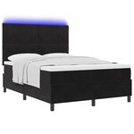 vidaXL Lit à ressort LED avec matelas Noir 140 x 190 cm Velours