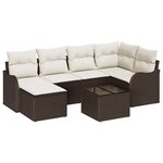vidaXL Ensemble de canapé de jardin 7 Pièces Marron Poly rotin