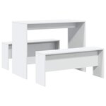 vidaXL Ensemble table à manger et bancs 3Pièces blanc bois d'ingénierie