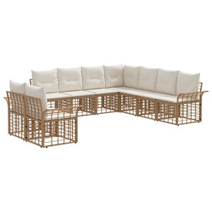 vidaXL Ensemble de canapés d'extérieur 9 Pièces Blanc Naturel et Crème