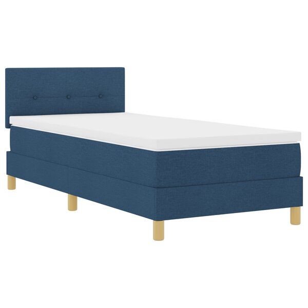 vidaXL Lit à sommier avec matelas bleu 100x200 cm en tissu