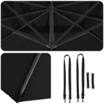 vidaXL Parasol Roma à Bras Déporté Noir et Noir 352 x 251 x 260 cm