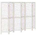 vidaXL Cloison de séparation 6 panneaux blanc bois de paulownia massif