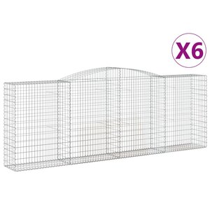 vidaXL Paniers à gabions arqués 6 Pièces 400x50x140/160 cm Fer galvanisé