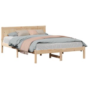 vidaXL Cadre de lit Marron 140 x 200 cm Bois de pin massif