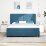 vidaXL Lit ressort avec matelas bleu foncé 180x200 cm en velours