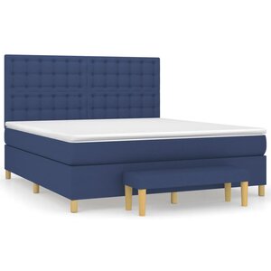vidaXL Sommier à lattes de lit avec matelas Bleu 180x200 cm Tissu