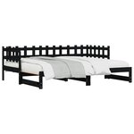 vidaXL Lit coulissant sans matelas noir 2x(80x200) cm Bois massif
