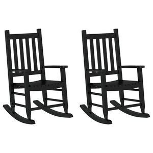vidaXL Chaises à bascule enfants lot de 2 noir bois de peuplier massif