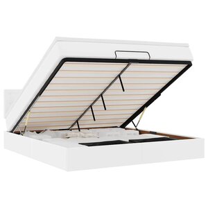vidaXL Lit ottoman avec matelas & LED blanc pur 180x200cm similicuir