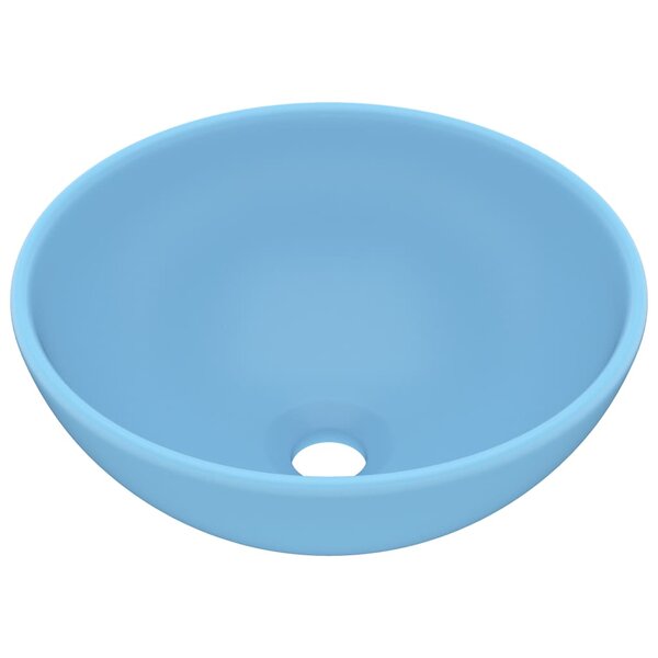vidaXL Lavabo rond de salle de bain Bleu clair mat 32 5x14cm Céramique