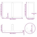 vidaXL Pieds de table à manger en T 2 pièces Noir 90x35x(72-73) cm Acier